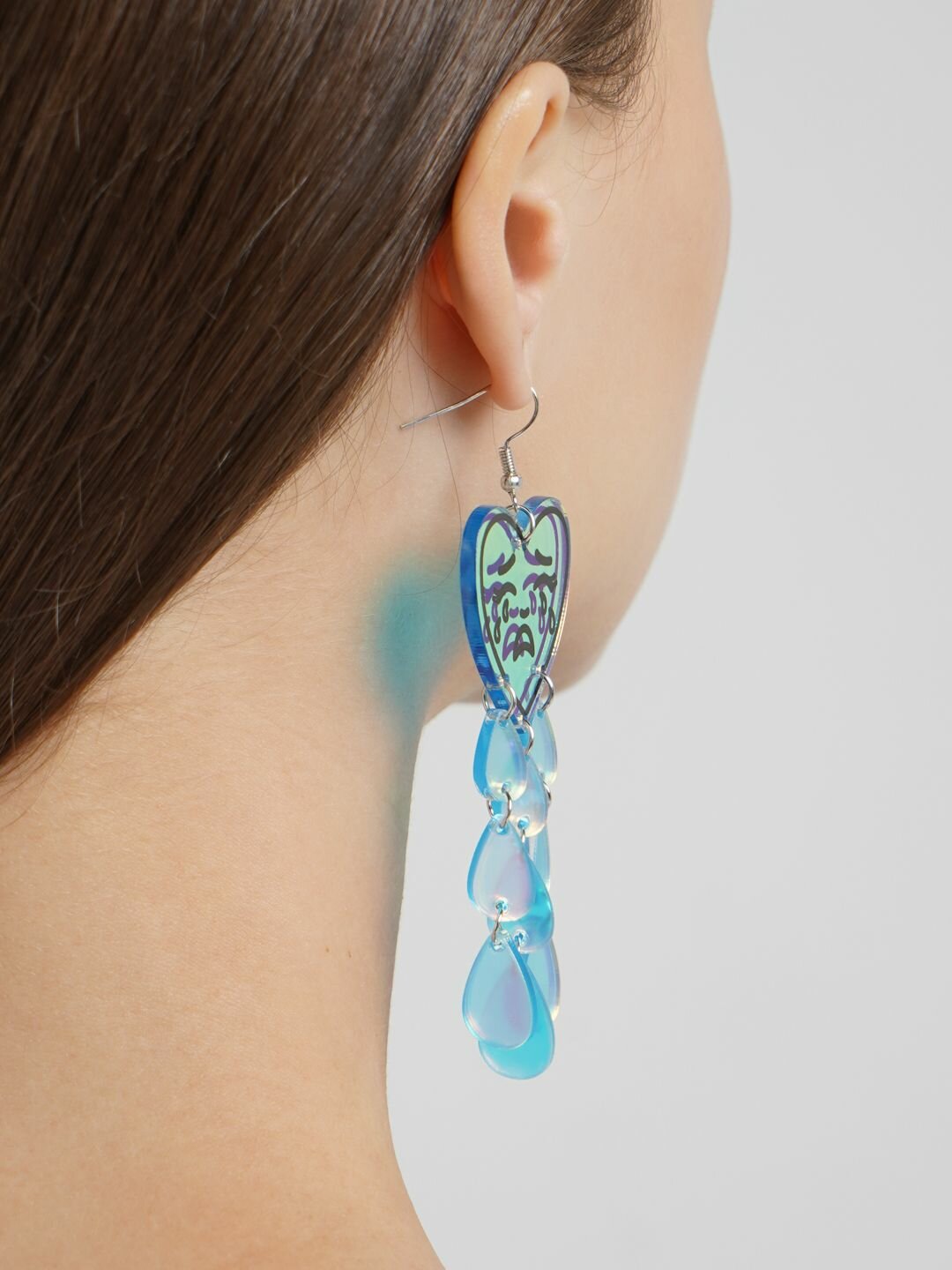 Серьги Bag & You, акрил, размер 100 мм, серебристый — фото 1