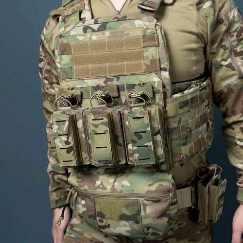 Подсумок тактический Idogear laser Molle под 6 магазинов 3 кал 5.56 и 3 - 9 mm мультикам подсумок тактический военный