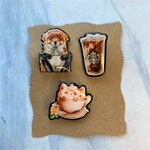 Комплект значков Ramona, коричневый