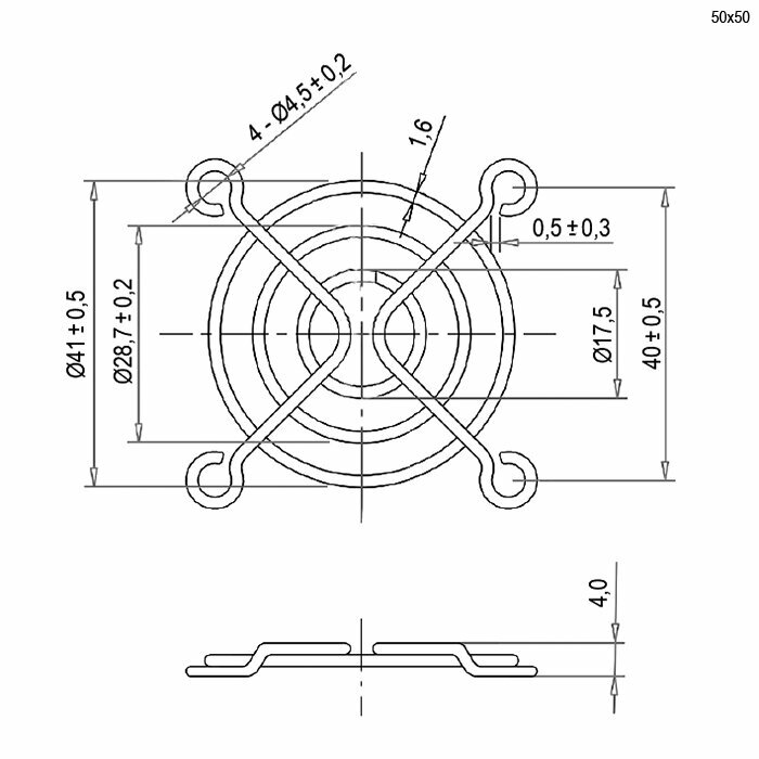 Решетка 50x50 мм металлическая ExeGate EG-050MR, серебристая ( 2 шт.) — фото 1
