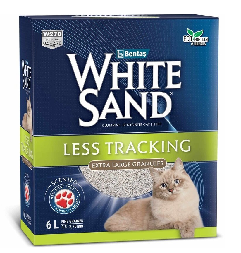 White Sand Комкующийся наполнитель "Не оставляющий следов" с крупными гранулами, коробка 6л 5.1 кг