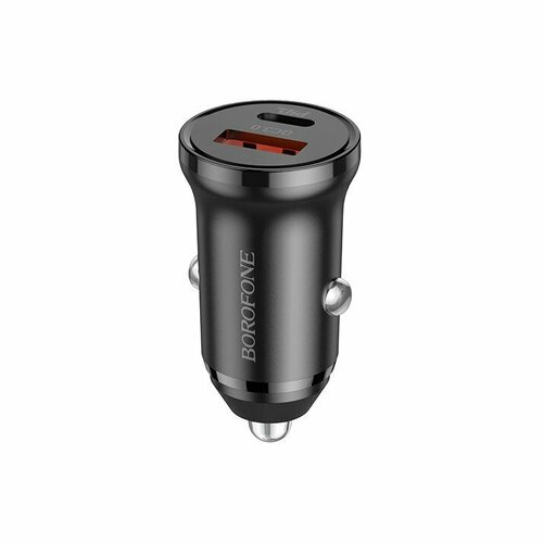 Автомобильное зарядное устройство (АЗУ) Borofone BZ18A QC 3.0 (USB+Type-C PD) 3 А, черный сетевое зарядное устройство borofone ba46a usb qc3 0 3 а type c pd 3 а белое