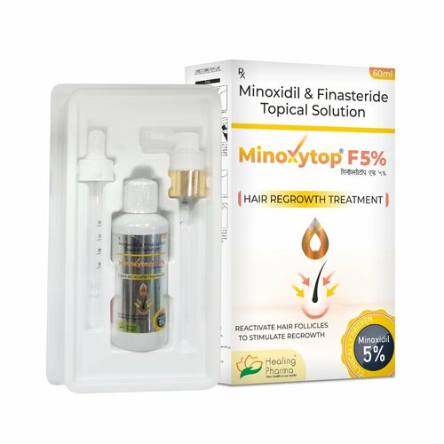 Лосьон косметический мужской для роста волос и бороды Minoxytop F 5%l Solution 5% + Finasteride 1% Healing Pharma, 60 мл.