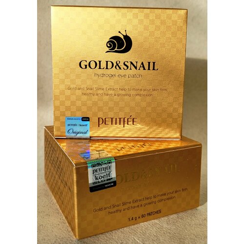 PETITFEE патчи гидрогелевые для век c муцином улитки и золотом Оригинал Petitfee Gold&Snail Hydrogel Eye Patch 60 шт.