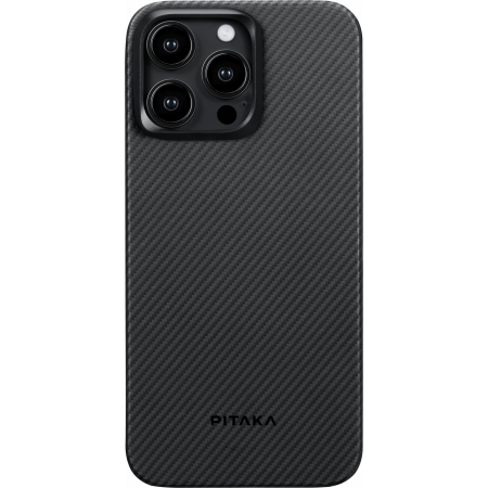 Чехол Pitaka MagEZ Case 4 Black/Gray Twill 600D для iPhone 15 Pro (6.1"), черно-серый узкое плетение, кевлар (арамид)