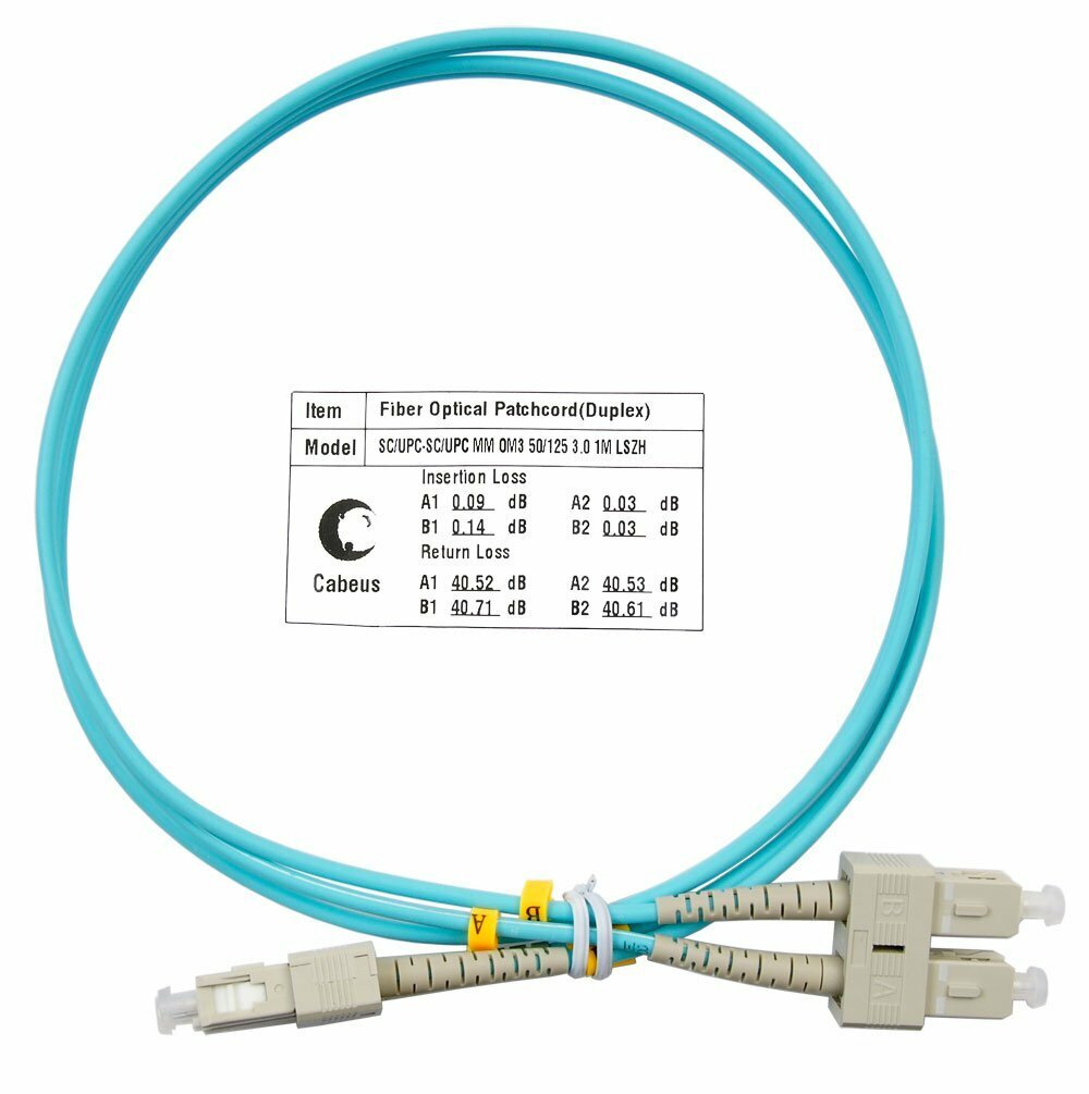 Cabeus FOP-50-SC-SC-3m Шнур оптический duplex SC-SC 50/125 mm OM3 3м LSZH (FOP-50-SC-SC-3m) - фото №2