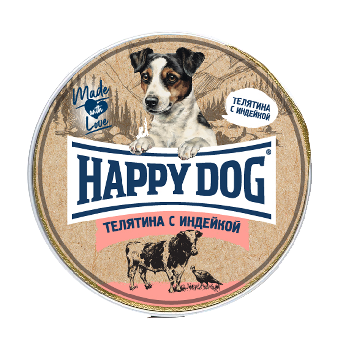 Happy Dog Natur Line паштет для взрослых собак с чувствительным пищеварением с телятиной и индейкой - 125 гр х 10 шт