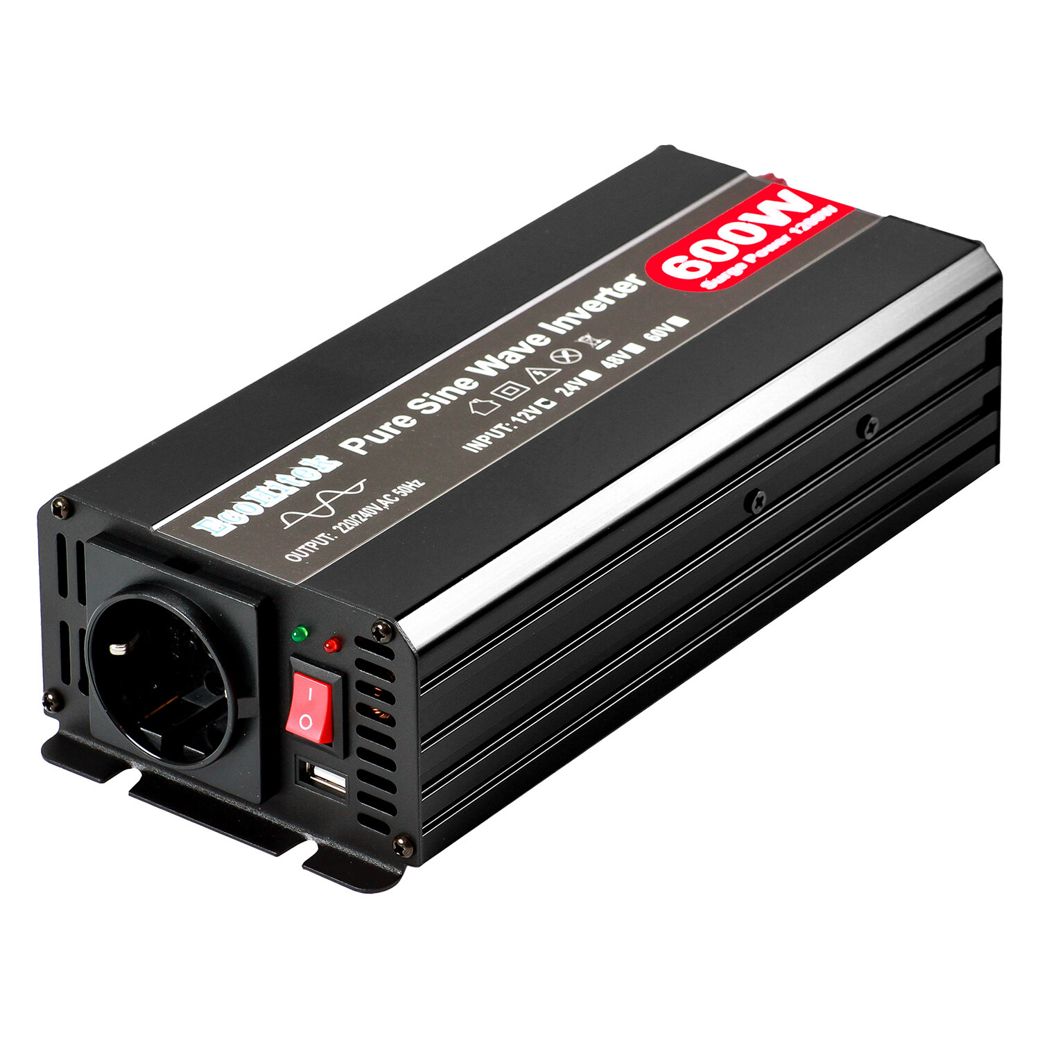 Power Inverter 1200 EcoHitek Автомобильный инвертор напряжения 12 - 220В (пост нагрузка до 600 Вт). Подключение приборов, эл. инструмента.