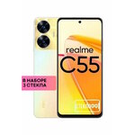 Набор защитных стекол для realme C55 c полным покрытием, серия Стеклофф Base, 2 шт - изображение