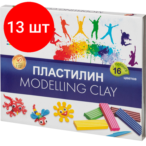 Комплект 13 наб, Пластилин классический Луч Классика 16 цв 320 г со стеком, 20С 1329-08