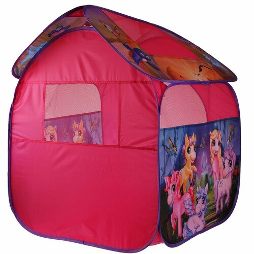Палатка детская игровая Единороги, 83х80х105 см. в сумке Играем вместе GFA-UC-R палатка детская игровая играем вместе hairdorable 81х90х81 см в сумке gfa hdr01 r