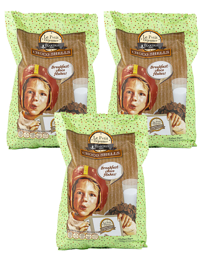 Хрустящие хлопья из пшеницы с какао Le Petit Dejeuner TSAKIRIS FAMILY, 500 г - 3 шт.