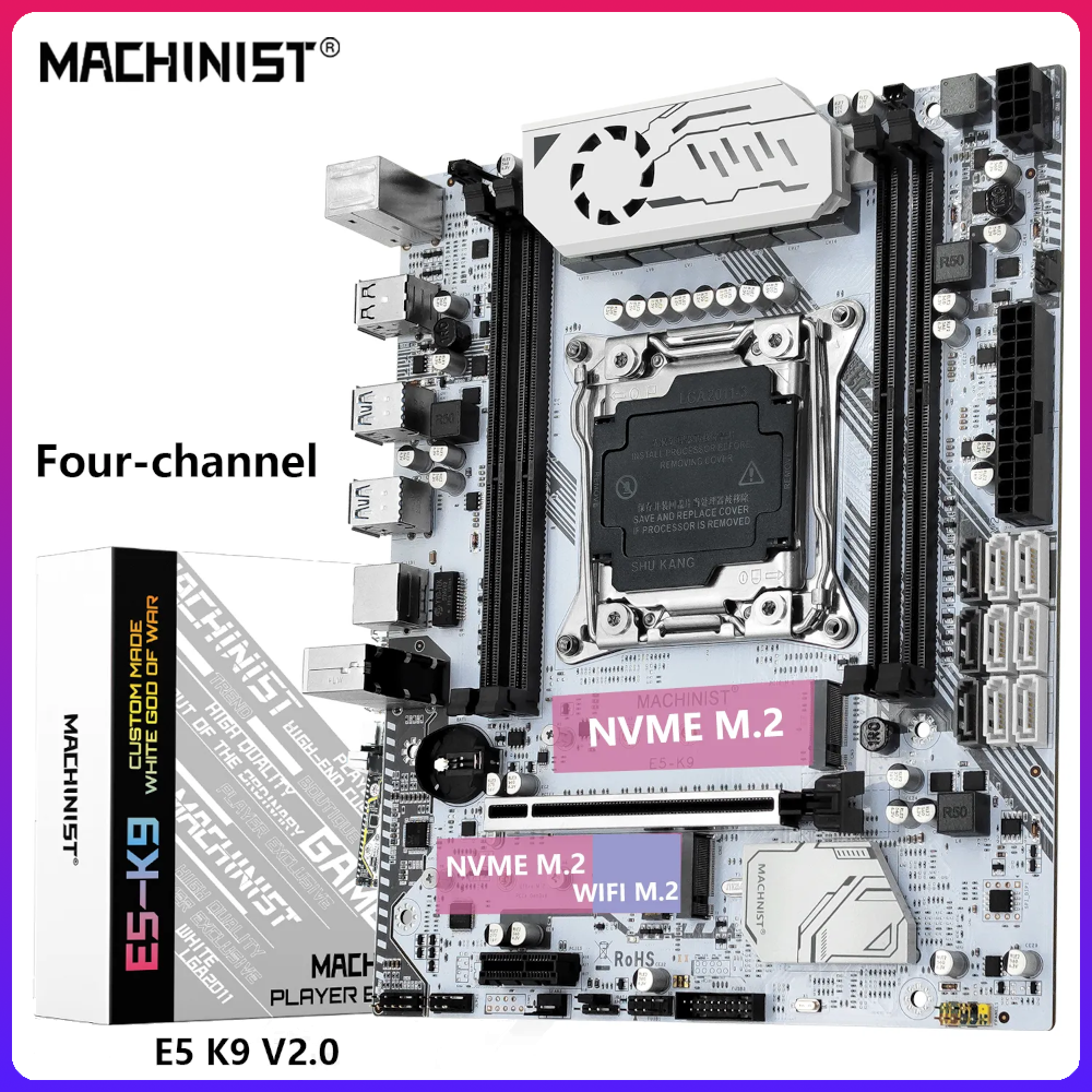Материнская плата 2011-3 Machinist X99 E5 K9 (X99 C612 4DDR4 4CH PCI-Ex16 PCI-Ex1 2 x M.2 NVME M.2 Wi-Fi USB 3.0 GBLAN mATX)