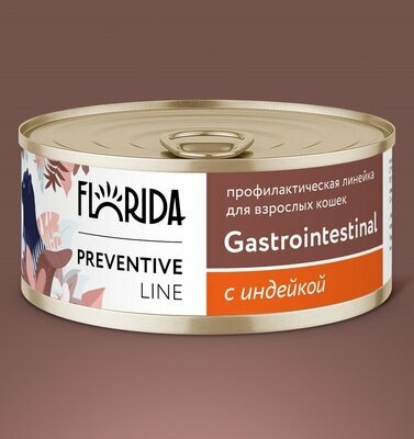 фото FLORIDA (Флорида) Gastrointestinal Консервы для кошек при расстройствах пищеварения 100 гр. индейка 8 шт