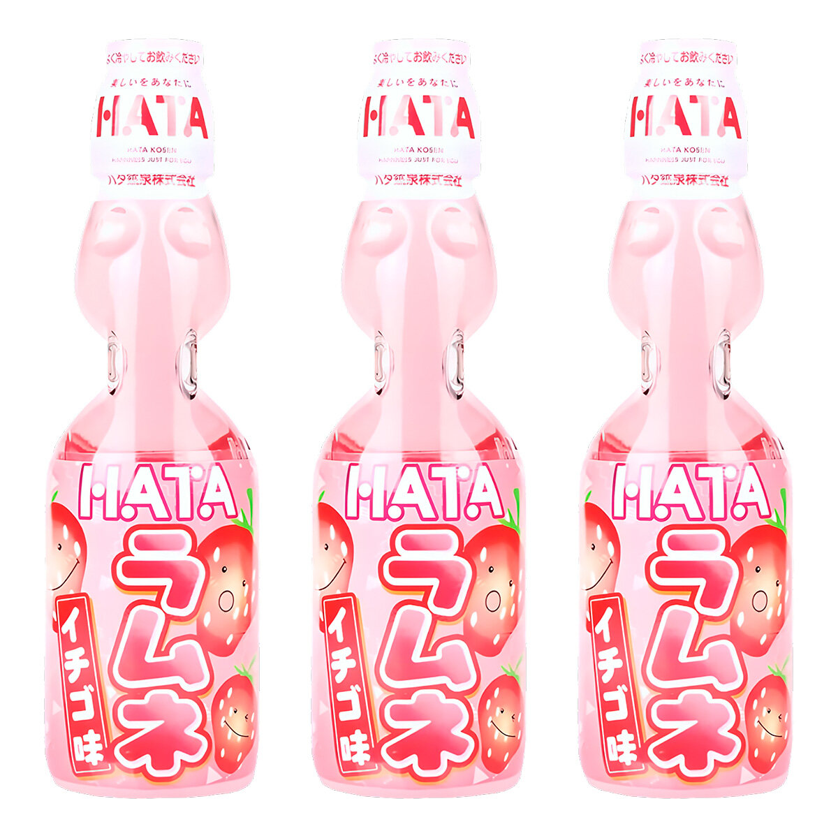 Напиток газированный Ramune со вкусом клубники Hata kosen, 200 мл х 3 шт