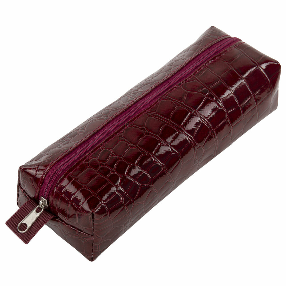 Пенал-косметичка BRAUBERG, крокодиловая кожа, 20х6х4 см, "Ultra maroon", 270849 упаковка 3 шт.