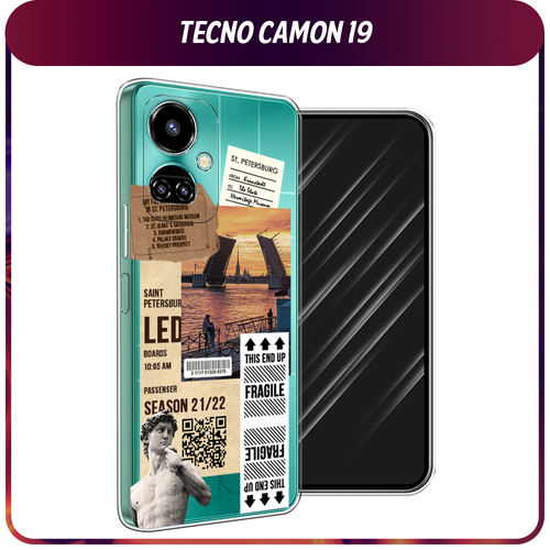 Силиконовый чехол на Tecno Camon 19/19 Pro 4G / Текно Камон 19/19 Про 4G Санкт-Петербург коллаж, прозрачный силиконовый чехол на tecno camon 19 19 pro 4g текно камон 19 19 про 4g нарисованный пруд