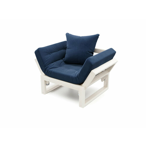 Кресло амбер-с, синий-беленый дуб, велюр, деревянное, мягкое, для дачи, для кафе и бара, на веранду, в террасу, для бани