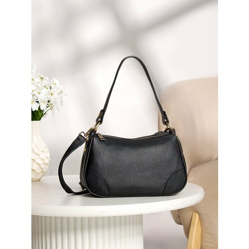 Сумка багет FAUSTINI, фактура зернистая, black