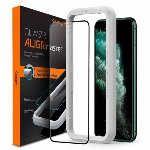 Защитное стекло SPIGEN для iPhone 11 Pro Max - AlignMaster Full Cover - Черный - 1 шт - AGL00098 защитное стекло mediagadget 2 5d full cover glass для apple iphone 11 pro полноклеевое черная рам