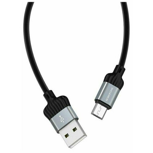 Кабель microUSB (BOROFONE BX28 Dignity USB-microUSB 2.4A 1.0m серый/черный) кабель usb micro usb borofone bx28 dignity серый