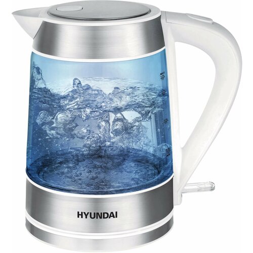 Чайник электрический Hyundai HYK-G3606 17л 2200Вт белыйпрозрачный корпус стекло 221500₽
