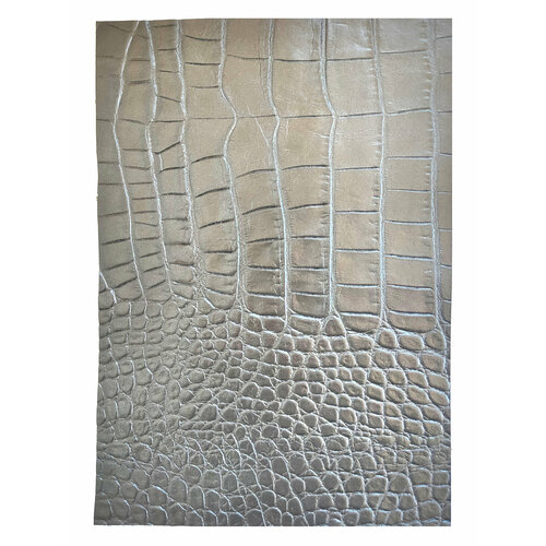 Натуральная итальянская кожа производства Monpel Italia с тиснением - крокодил, цвет черный - Формат А4