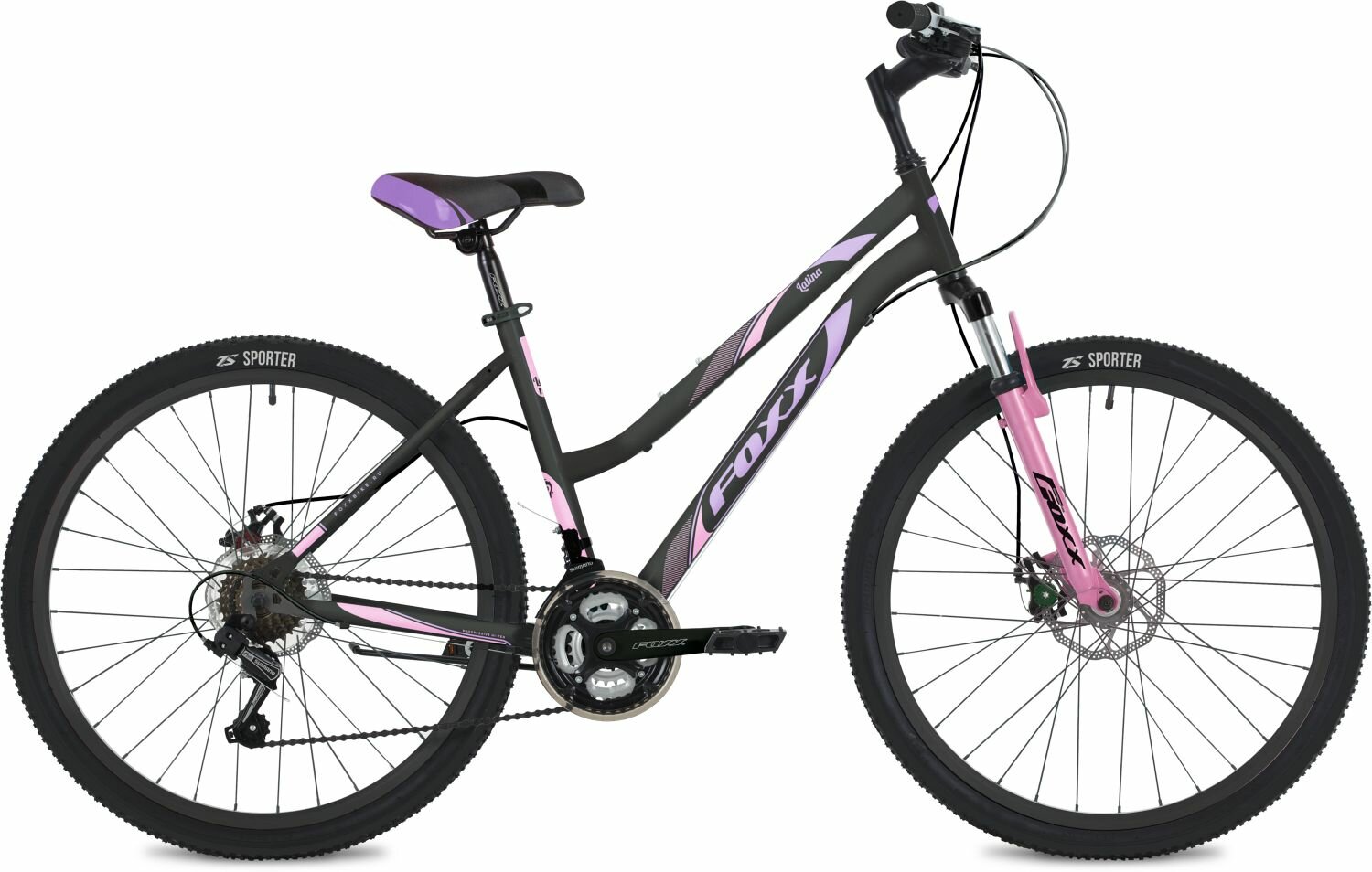 Велосипед Foxx Latina 26" (2024) (Велосипед FOXX 26" LATINA черный, сталь, размер 15")