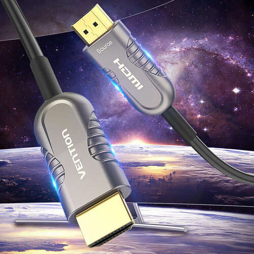 кабель vention hdmi h330 3m черный плоский HDMI 2.1 кабель оптический 20 метров Vention Optical Fiber 8K HDR