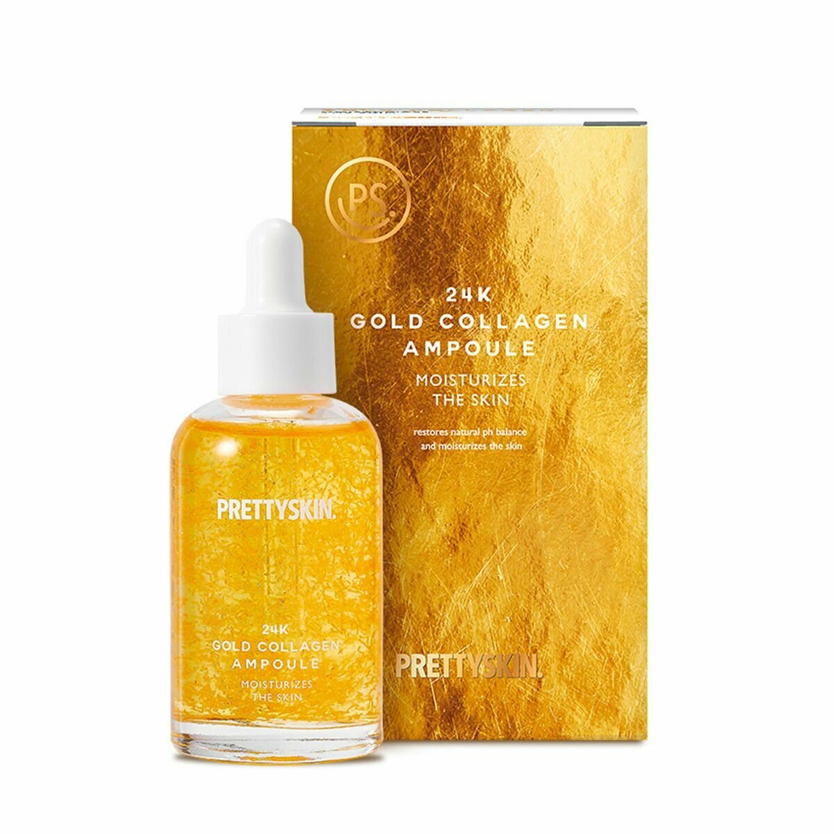 PrettySkin 24K Gold Collagen Ampoule Moisturizer The Skin Увлажняющая сыворотка с золотом и коллагеном, 50 мл