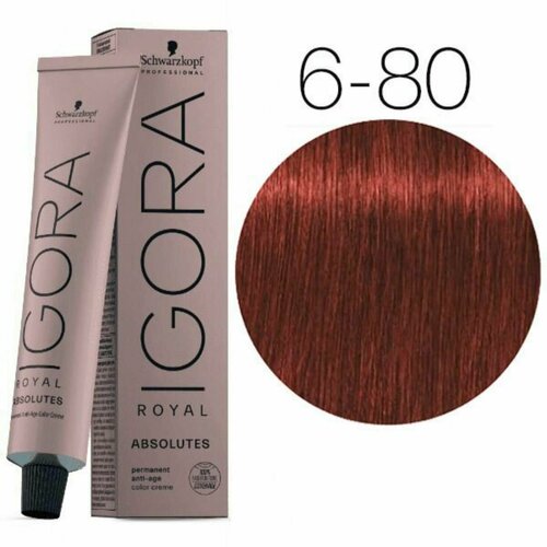 Schwarzkopf IGORA ROYAL Absolute 6-80 Темно-русый красный Стойкая крем-краска для седых волос 60 мл