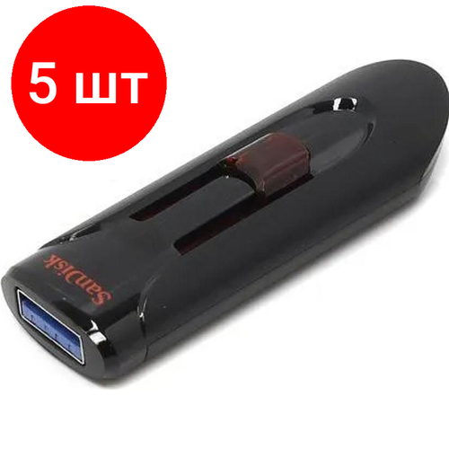 Комплект 5 штук, Флеш-память SanDisk CZ600 Cruzer Glide 16Gb/USB 3.0 (SDCZ600-016G-G35) флешка sandisk cruzer glide 3 0 32gb черный