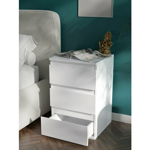 Тумба прикроватная Спутник с тремя ящиками белая