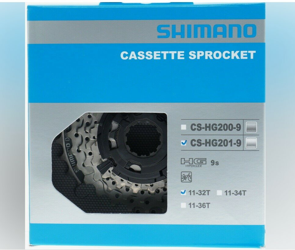 Кассета 9 скоростей 11-32Т SHIMANO CS-HG201-9 в коробке