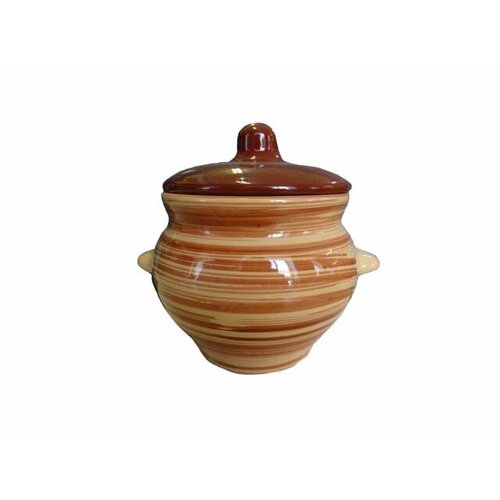 Горшочек для запекания полосатый с ручками с крышкой 045 л 105 см керамика в асс-те 845₽