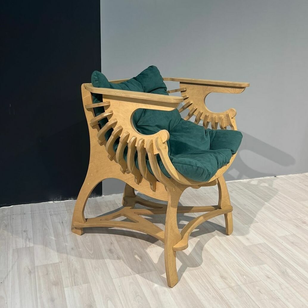 Кресло "Ранчо", фанера 14 мм + велюр зеленый