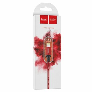 Кабель Hoco Кабель в тканевой оплетке USB - Lightning Hoco X14 Times Speed, 1 м, 1 шт, красный/черный