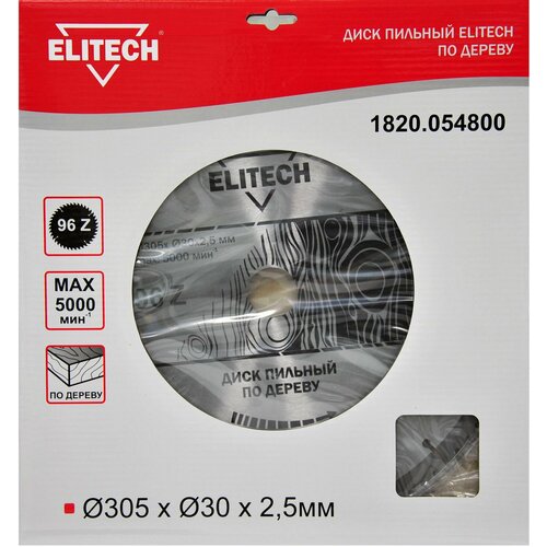 Диск пильный ELITECH 1820.054800 305х 30мм 96зуб диск пильный bosch eco al 305 ммx30 мм 96зуб 2608644396