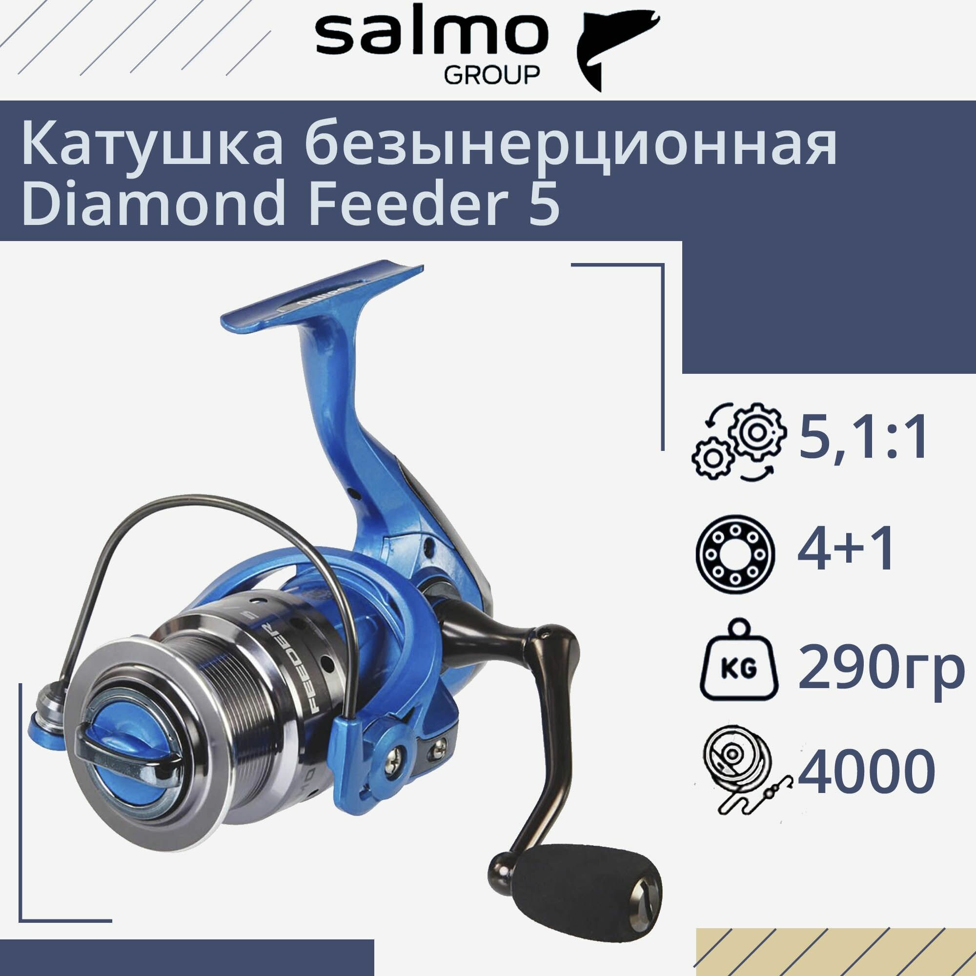Катушка Salmo Diamond Feeder 5 4000FD безинерц. голубой (5040FD) - фото №16