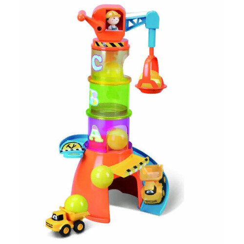 Игровой кран с самосвалом Вольво 5 в 1, Bburago 16-88605 игровой набор для малышей volvo stacking crane bburago junior арт 16 88605