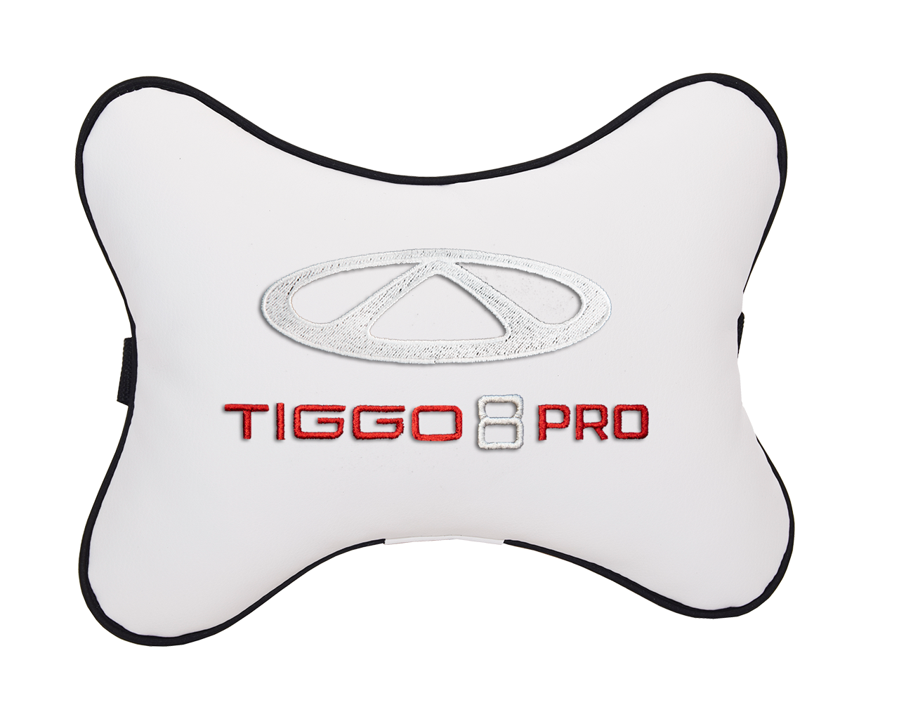 Автомобильная подушка на подголовник экокожа Milk с логотипом автомобиля CHERY Tiggo 8 PRO
