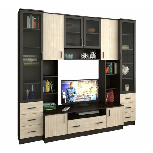 Стенка Флоат-4 из ЛДСП, венге и дуб сонома