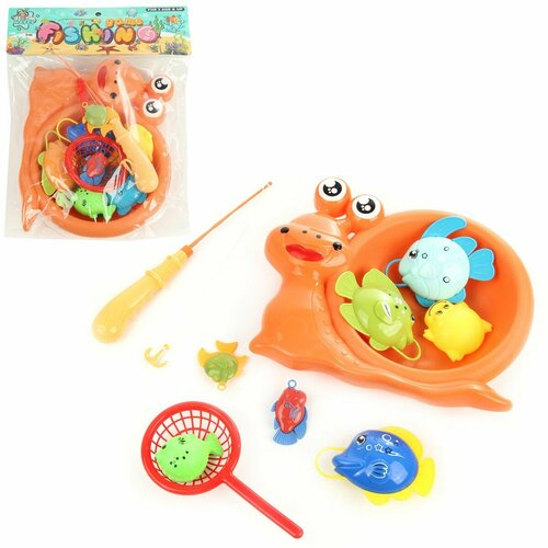 рыбалка детская игрушка для ванной игрушки для купания 5 предметов размер удочки 18 х 3 х 3 5 см Игровой набор рыбалка Улитка, Veld Co