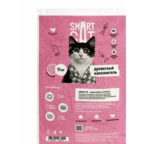 Smart Cat наполнитель Древесный наполнитель пеллета 8мм 59ин15 15 кг 58473 (1 шт)