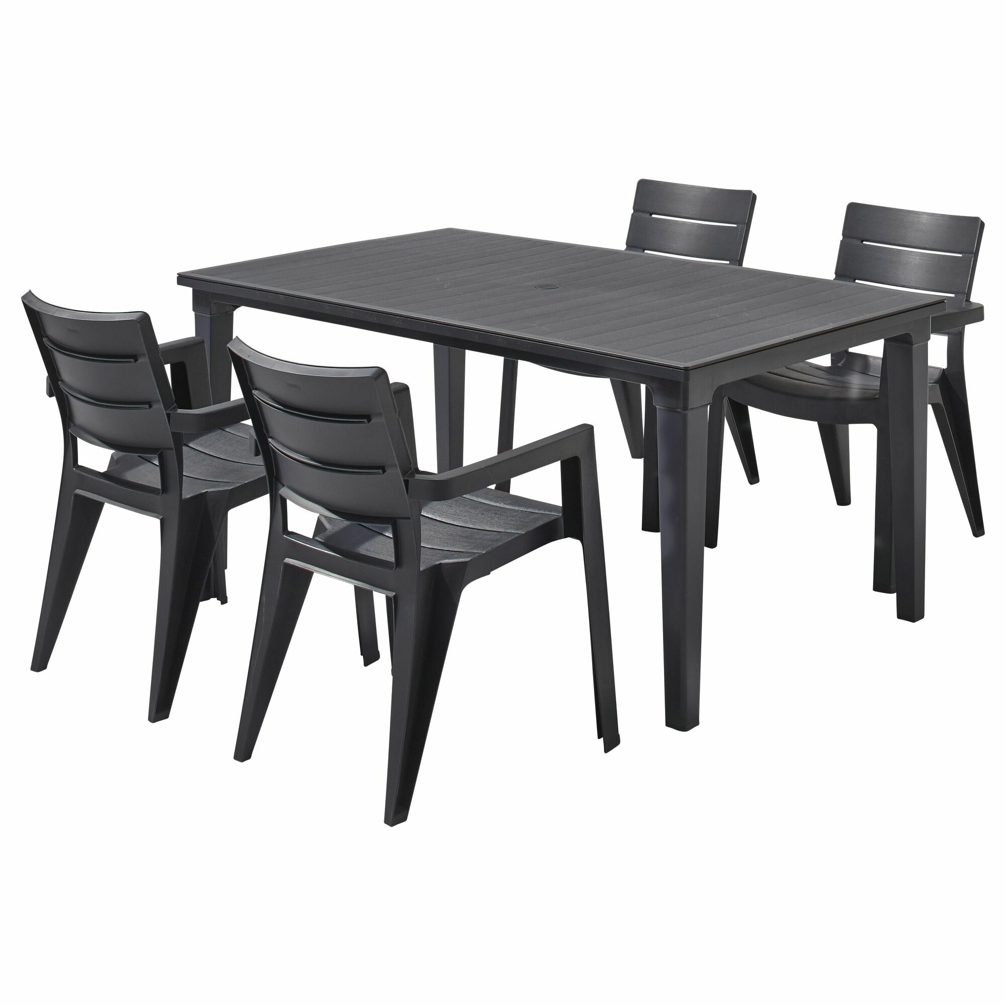 фото Садовая мебель. Набор PALERMO, стол большой прямоугольный на 4 персоны 165х93х75, 4 стула, цвет графит