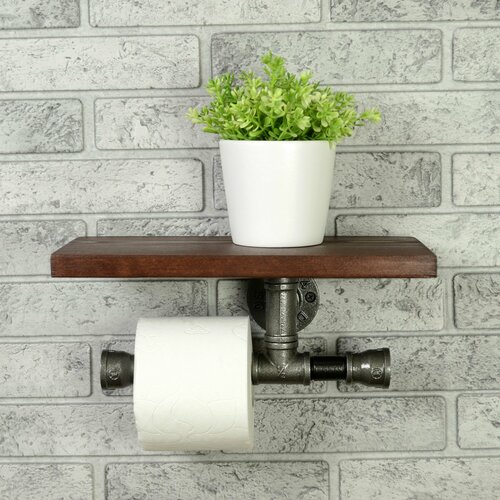 Полка лофт настенная, с держателем туалетной бумаги, для ванной, для туалета, 30 см, Tricky Pipe
