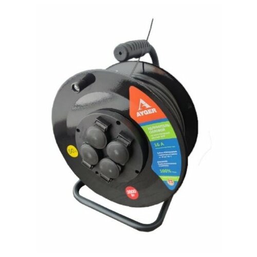 Удлинитель силовой АYGER КГ 3х25 30м на металлической катушке IP 44 cз шт AYGER 5290₽