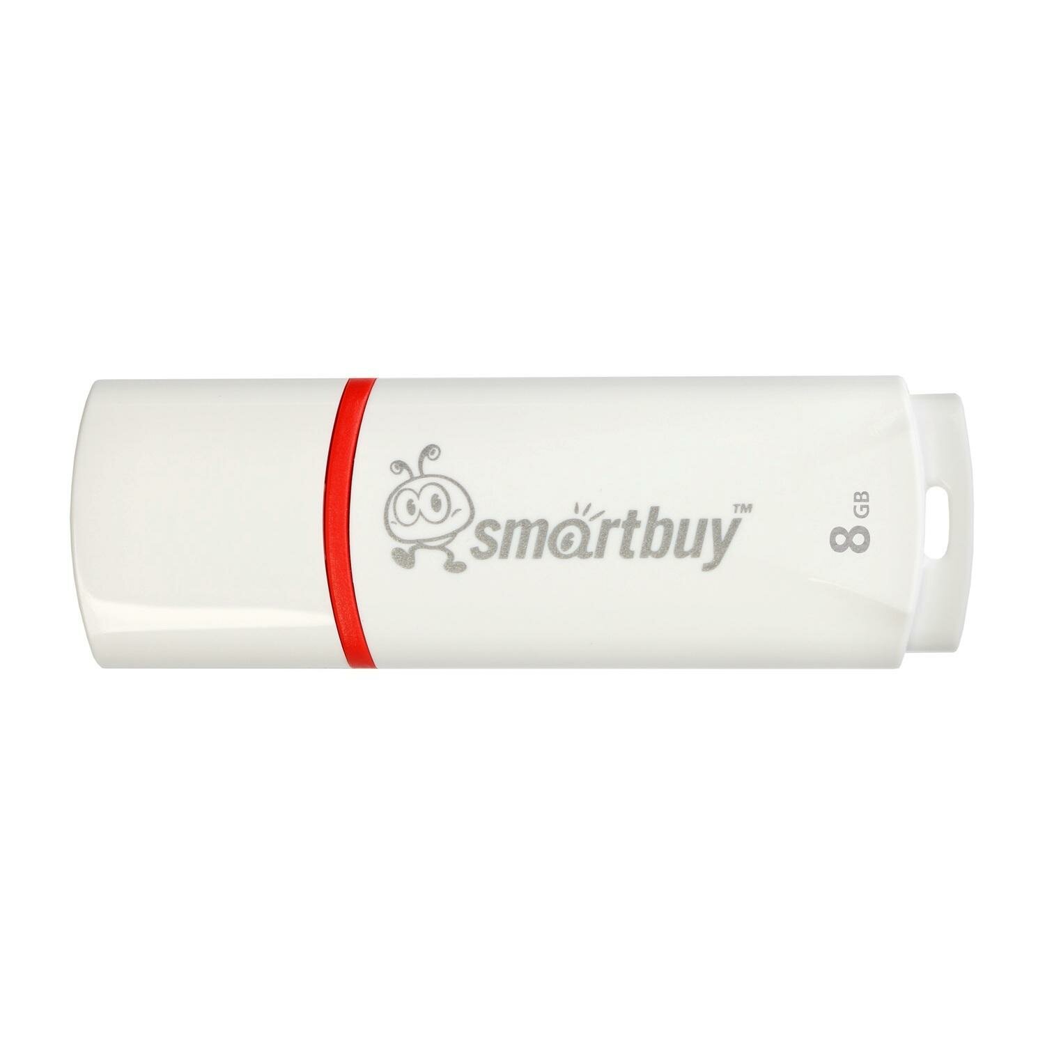 Флеш-память Smartbuy Crown, 8Gb, USB 2.0, бел, SB8GBCRW-W