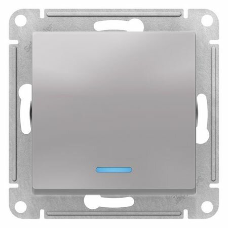 ATLASDESIGN 1-кл переключатель с подсветкой, сх.6а, 10АХ, механизам, алюминий
