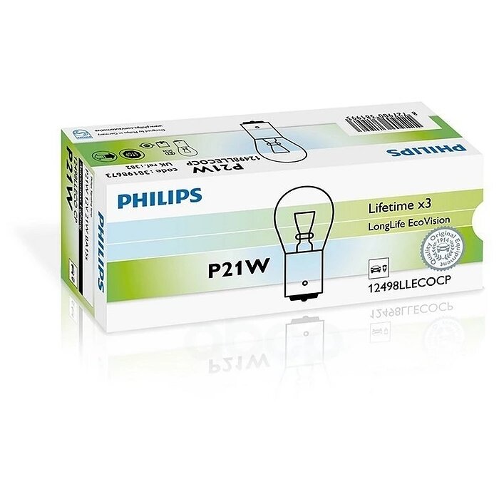 Лампа подсветки Philips 12498LLECOCP P21W 12V 21W LongLife EcoVision, 1